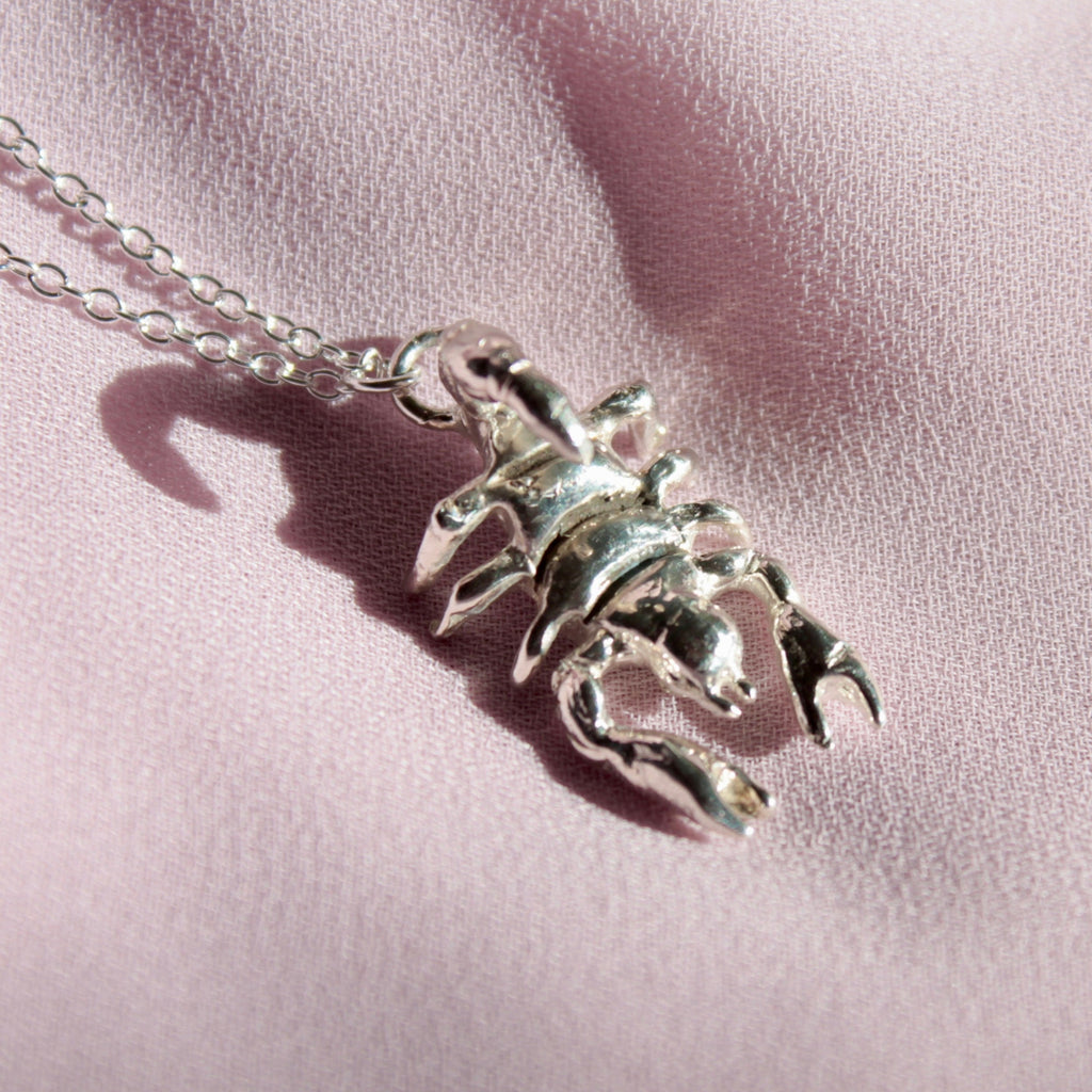 recycled silver scorpion necklace